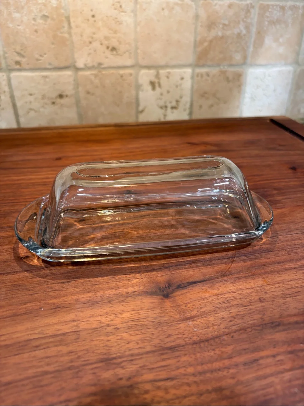 Vintage Anchor Hocking Clear Glass Butter Dish with Lid